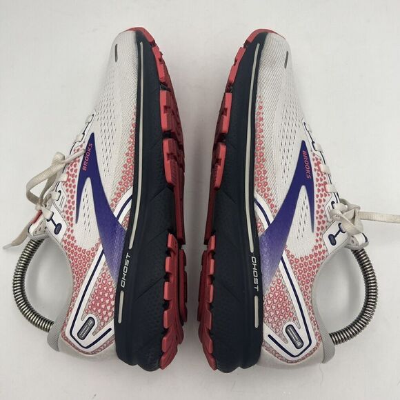 Sz US 9 EUR 40.5 UK 7- Brooks Ghost 14 White Purple Coral Shoe Sneakers Lace Up - Picture 8 of 10